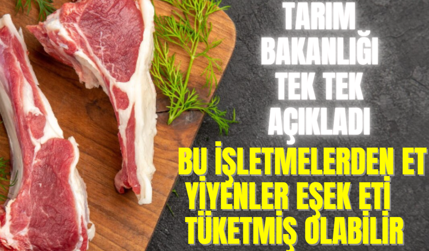 Tarım Bakanlığı Uyardı! Bu İşletmelerden Et Yiyenler Eşek Eti Tüketmiş Olabilir